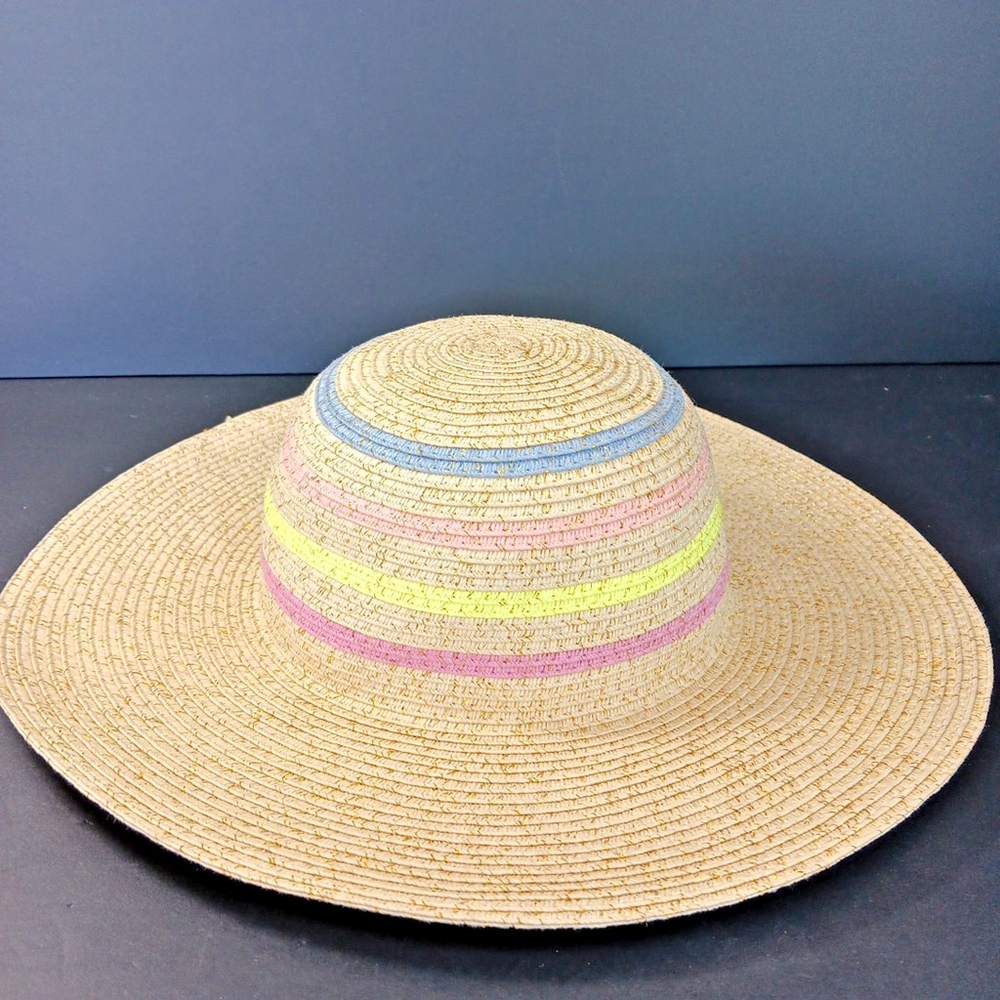 Rare OshKosh B'Gosh Hat Size 4-7 Rainbow Gold Glitter Floppy Sun Hat CN